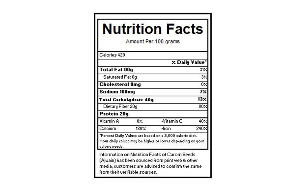 Hambre Ajwain, Carom Seeds    Pack  250 grams
